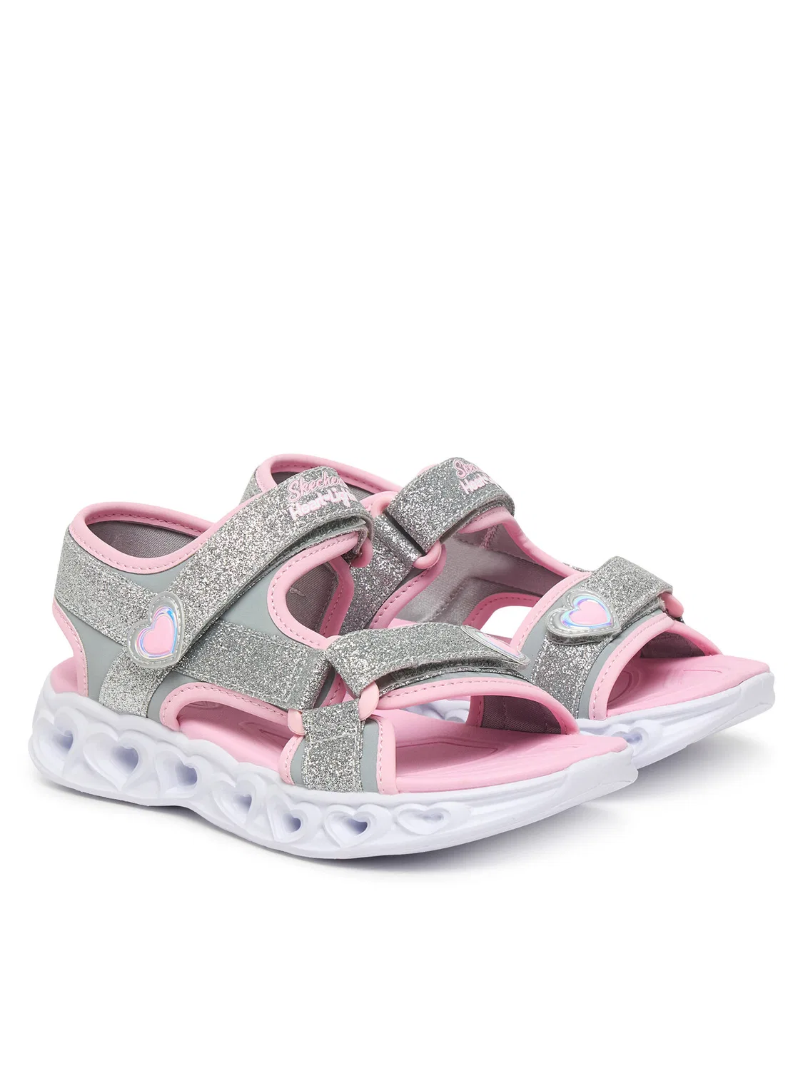Сандалии для девочки S-Lights: Heart Lights Sandal Sugar Sparks Skechers, серебристый — фото 2