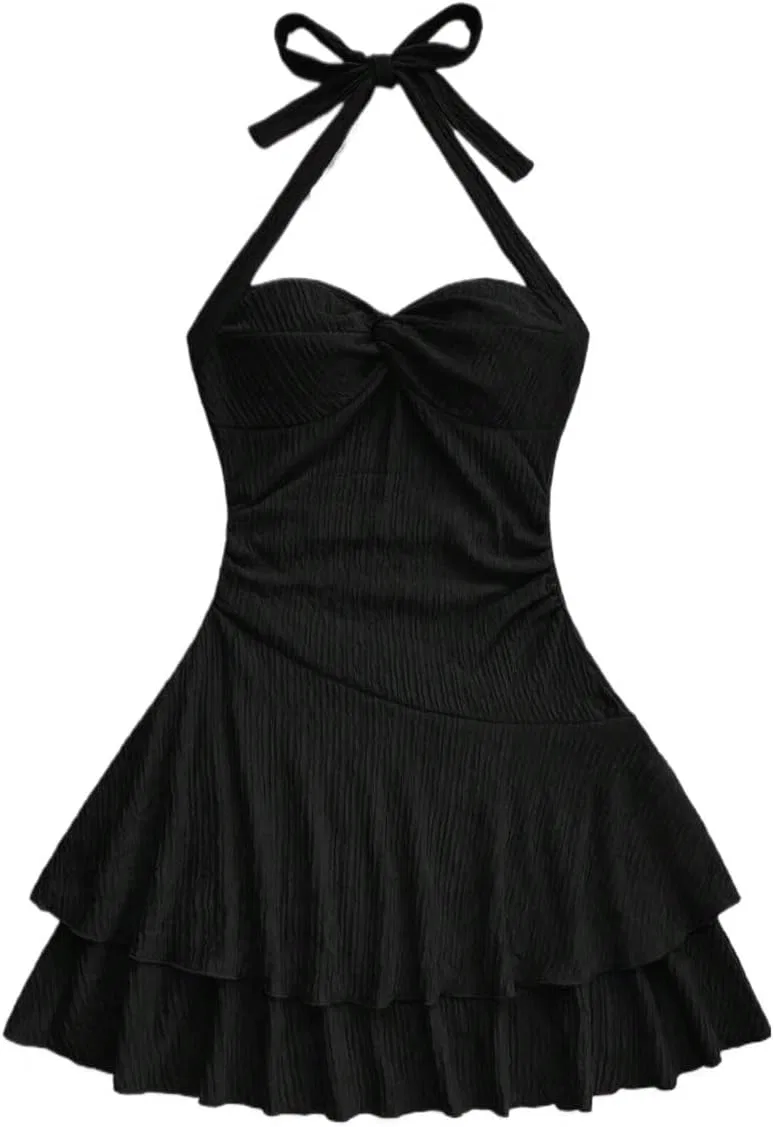 Женское мини-платье A-силуэта с открытой спиной Cami, Black