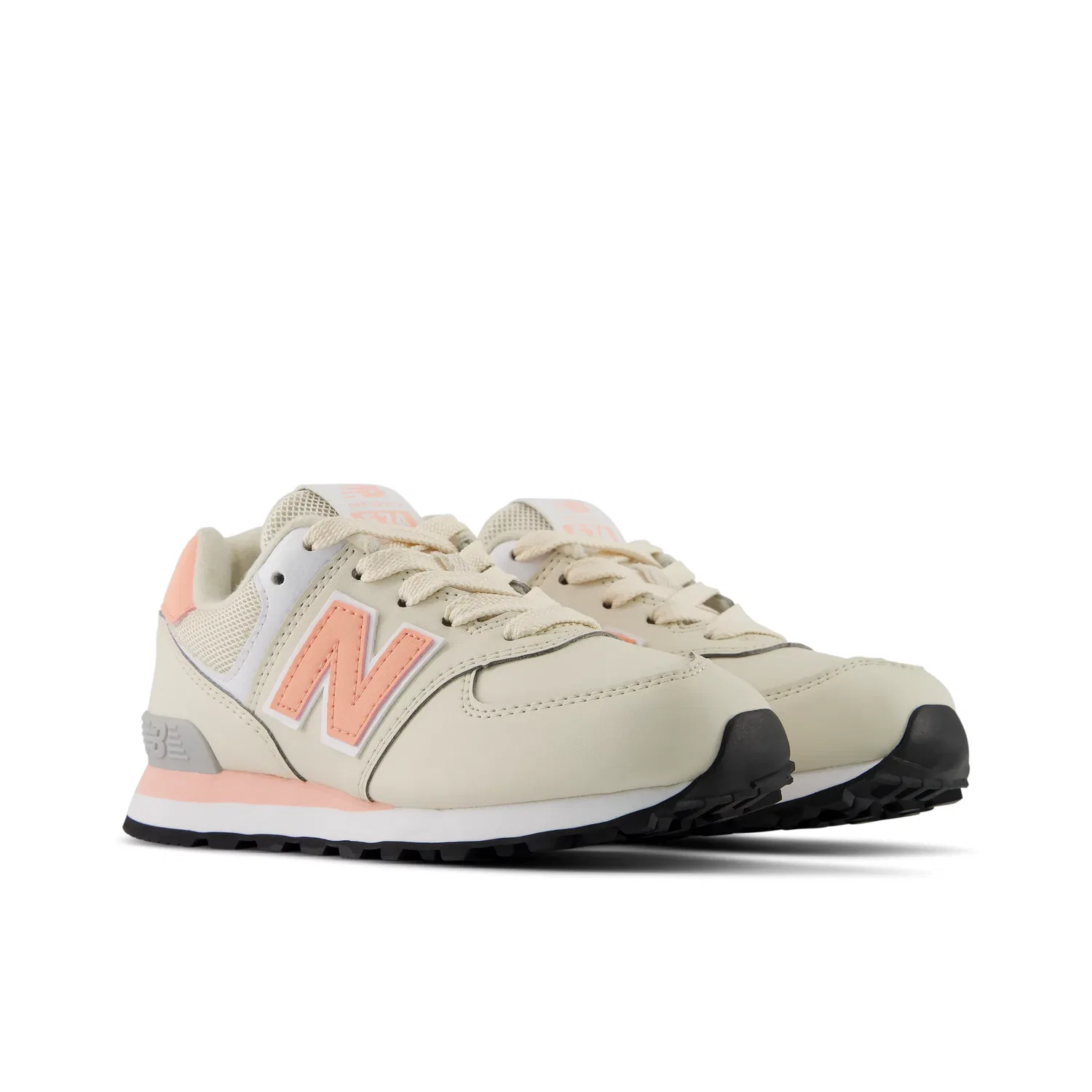 Детские кроссовки на шнуровке 574 Lace New Balance, Linen With Pink Lemonade — фото 2