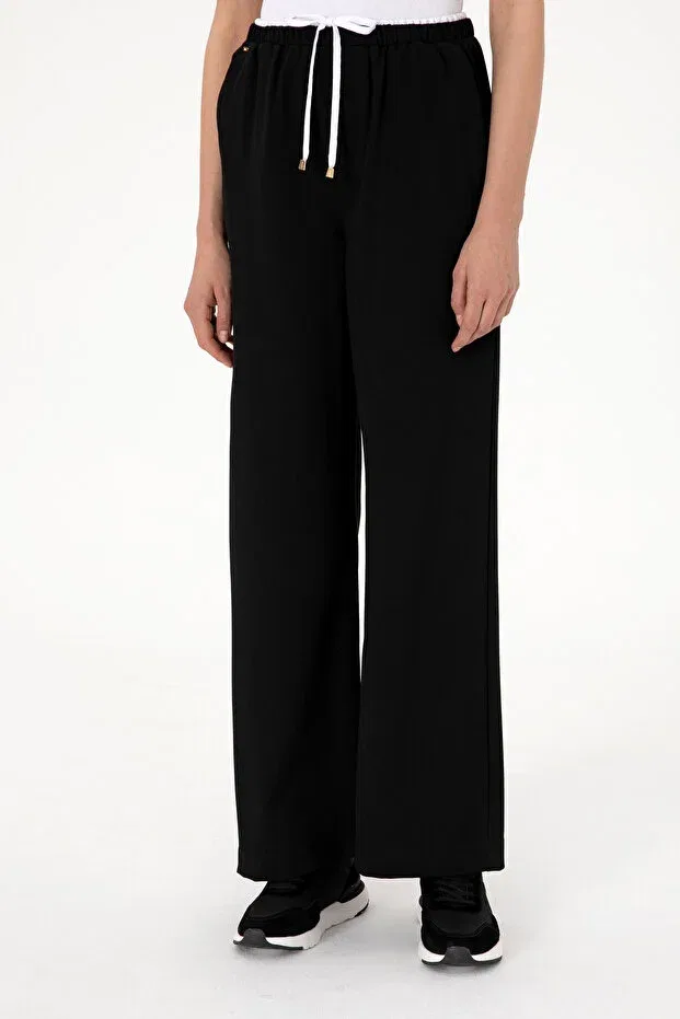 Женские свободные широкие брюки U.S. Polo Assn., Black — фото 2