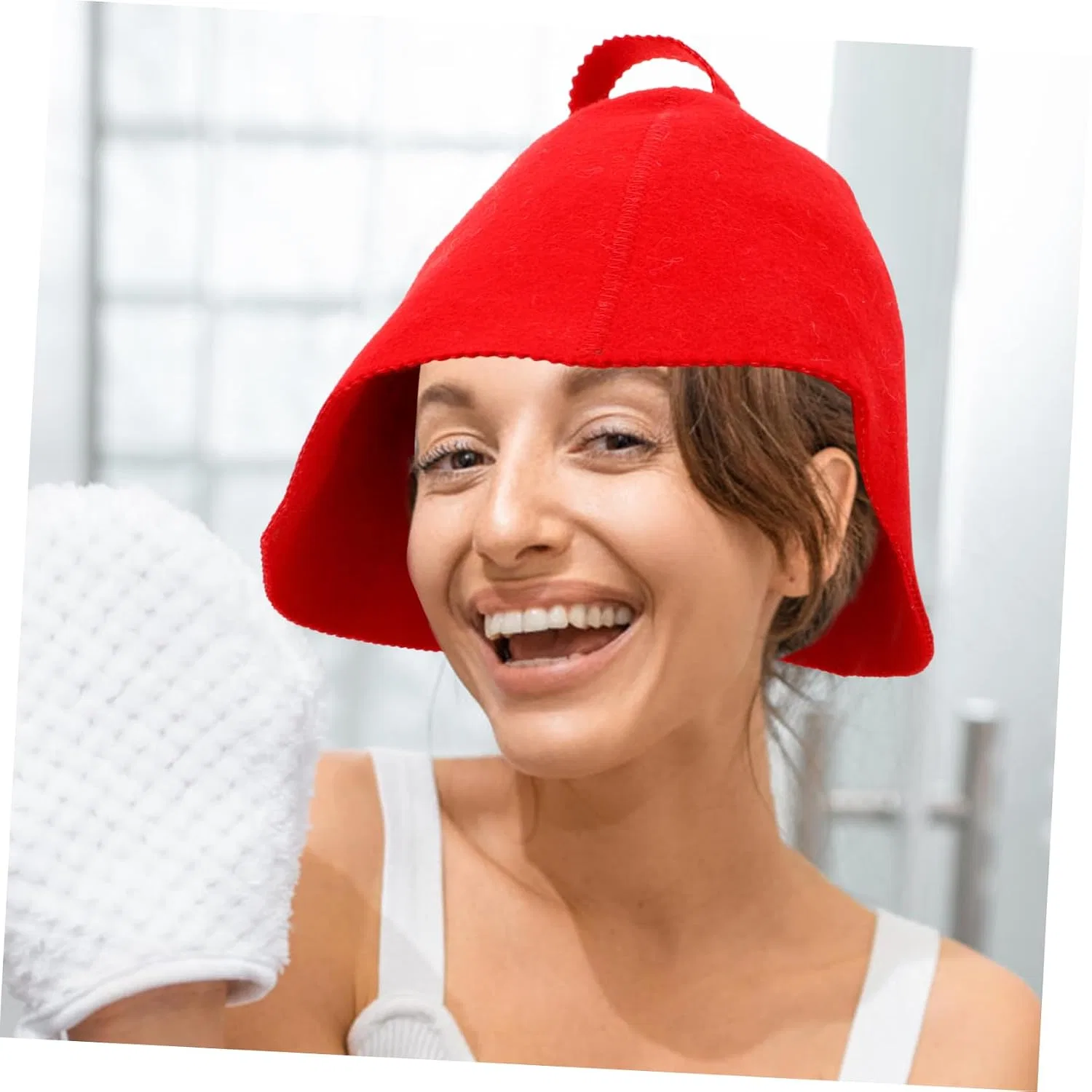 Шапочка для душа из фетра, Healeved, 3 шт, 30x25x25 см, Rot — фото 3