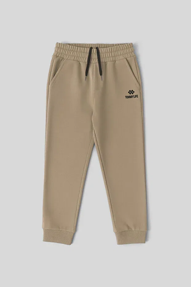 Детские спортивные штаны для девочек с манжетами Tommy Life, Dark Beige — фото 3