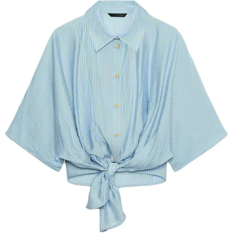 Женская рубашка с отложным воротником Light Blue ZARA, Light Blue