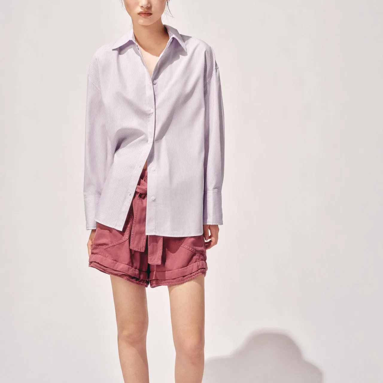 Женская рубашка с лацканами Light Purple ZARA, Light Purple — фото 4