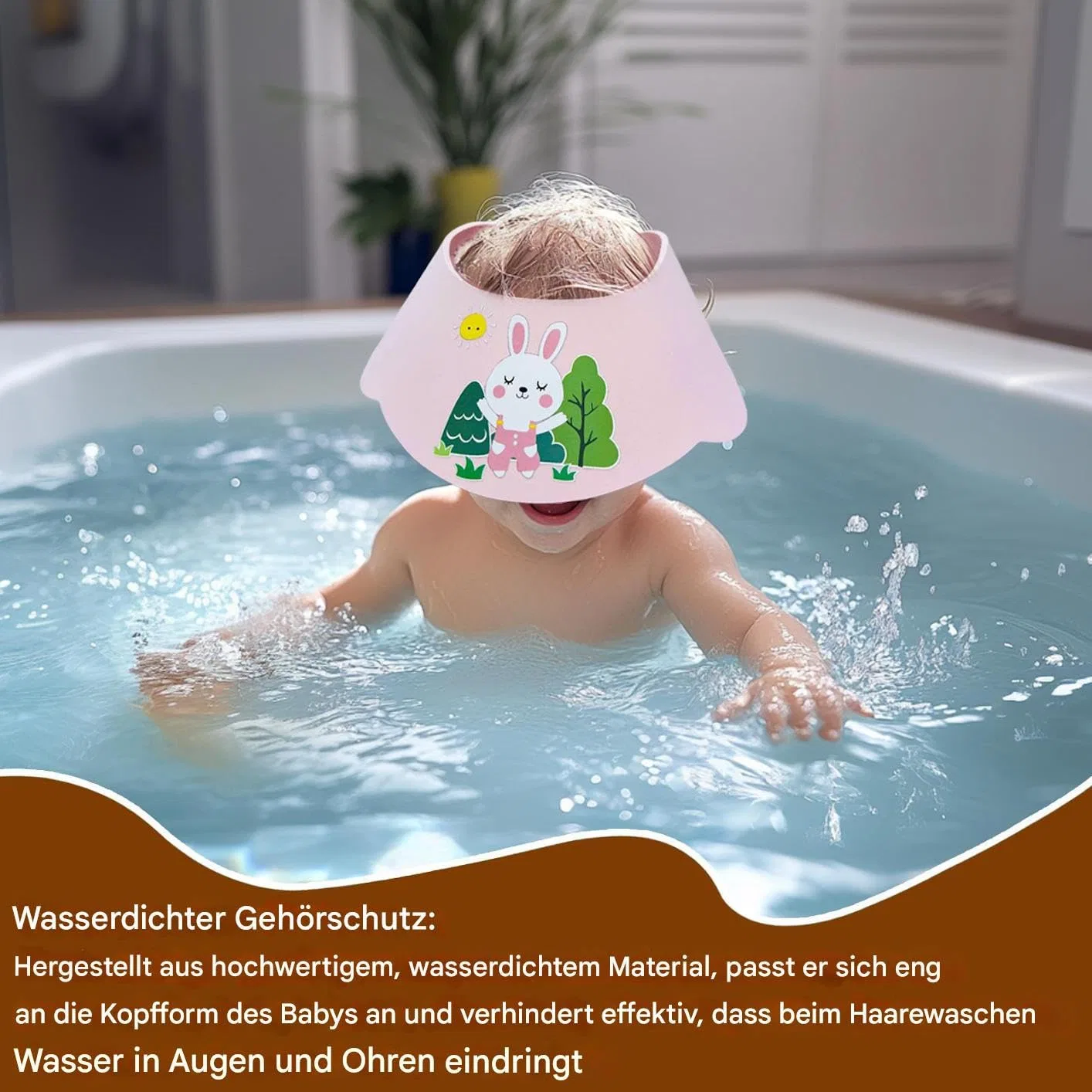 Детский козырек для душа, водонепроницаемый, Holdes, розовый — фото 3