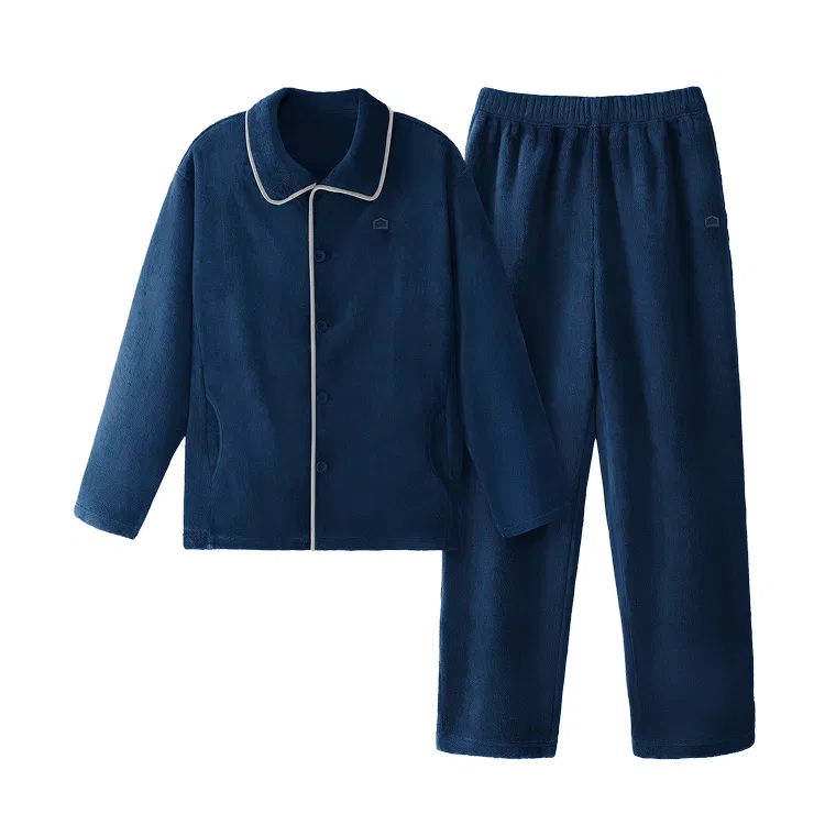 Детский комплект пижам Unisex BANANA IN, Men'S Lapel-Emblem Blue