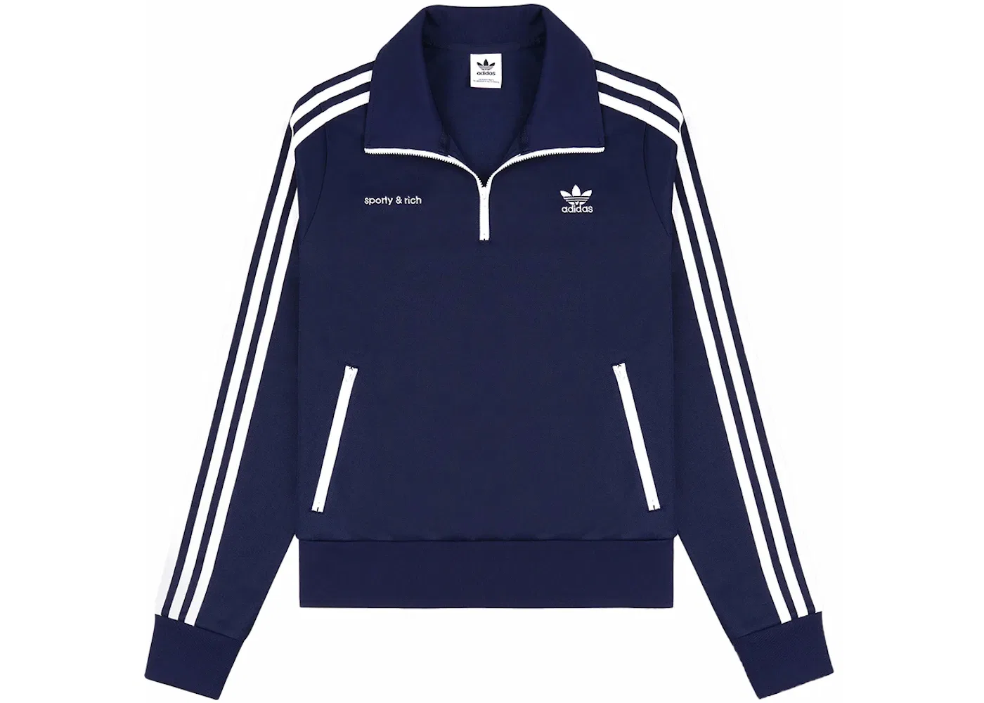 Женская куртка с четверть-застежкой-молнией Adidas x Sporty & Rich Track, Navy/White