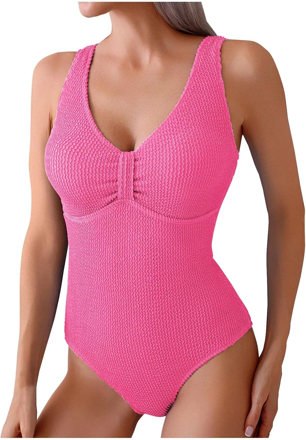 Женский слитный купальник с эффектом push-up и утяжкой живота, Hot Pink