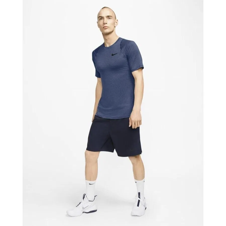 Футболка спортивная с коротким рукавом Nike Pro Short Sleeve, Темно-синий/Стальной