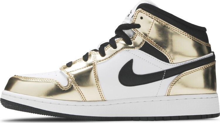 Кроссовки Air Jordan 1 Mid SE GS Metallic Gold — фото 3