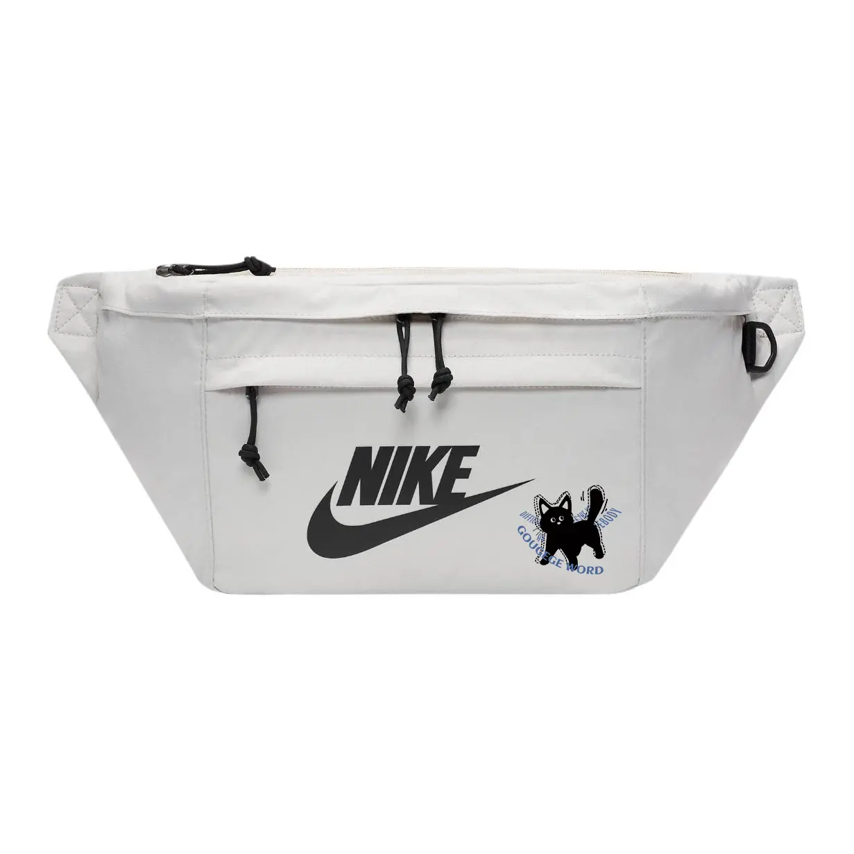 

Nike Тканевая поясная сумка через плечо унисекс светло-бежевая, Fluffy Shocked Cat
