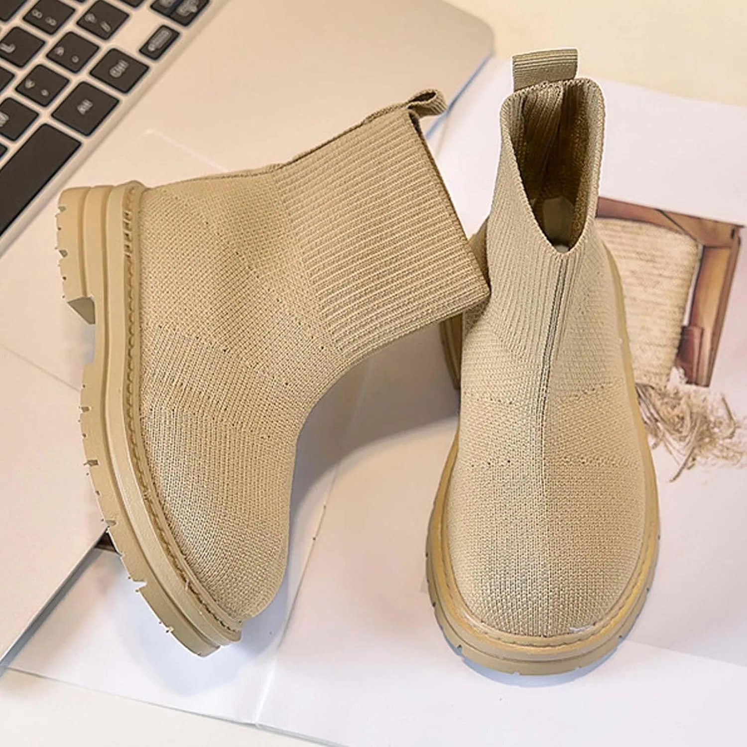 Детские сапоги для девочек с меховой подкладкой SHOPESSA, Khaki — фото 3