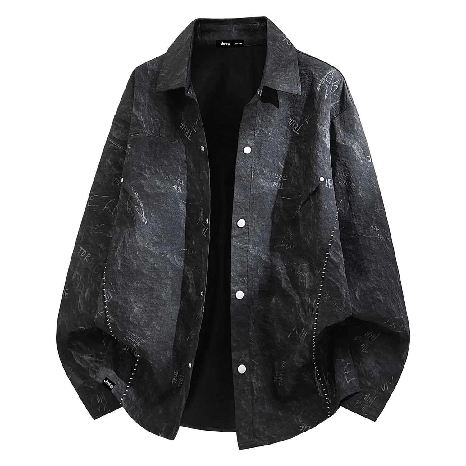 Детская рубашка с принтом Jeep Leisure Collection Shirts, Unisex Lapel Moderate Straight Fit, Jeep, синий тай-дай — фото 3