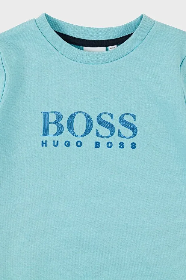 Детское худи для девочек с длинным рукавом Hugo Boss, Turquoise — фото 3