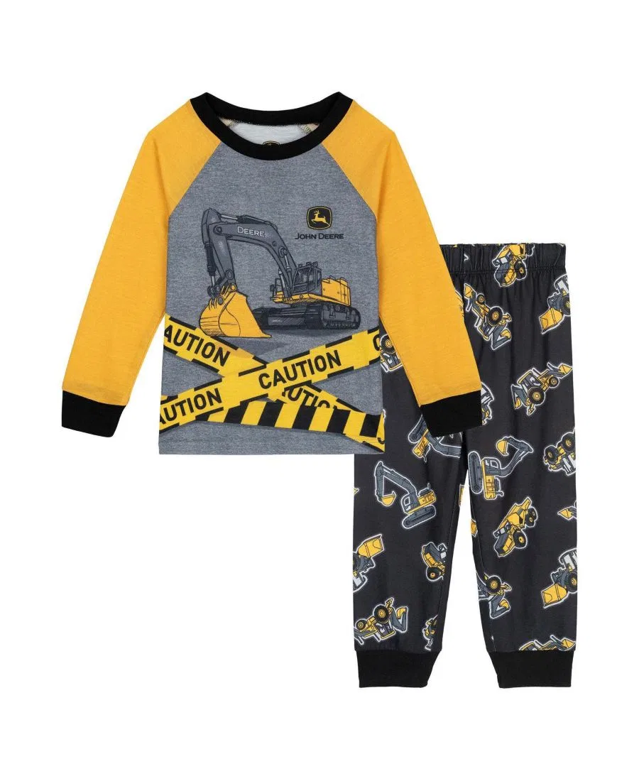 Пижама John Deere: комплект из 2 предметов, с длинным рукавом, Grey and Yellow