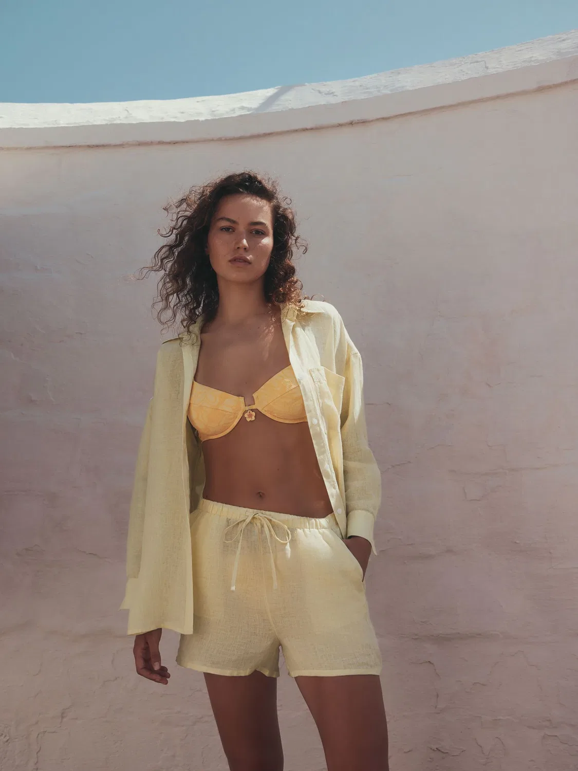 Шорты Premium 100% Linen Next, Yellow — фото 2