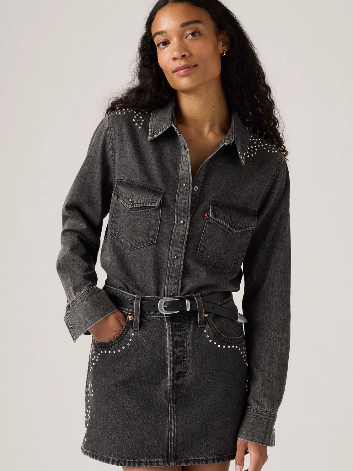 Джинсовая рубашка Western Levi's, Bejewled Washed Black — фото 4