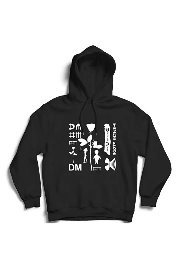 Детские свитшот с капюшоном с принтом Depeche mode and symbols rock metal The Fame, Black