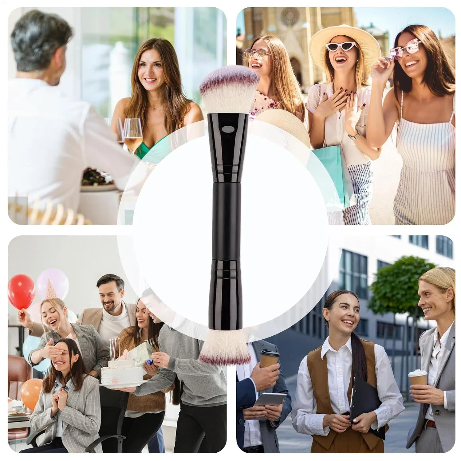 Кисть для макияжа Foundation Brush Shitafe, синтетическое волокно, алюминиевая трубка, 17.5 x 4 см, Black — фото 4
