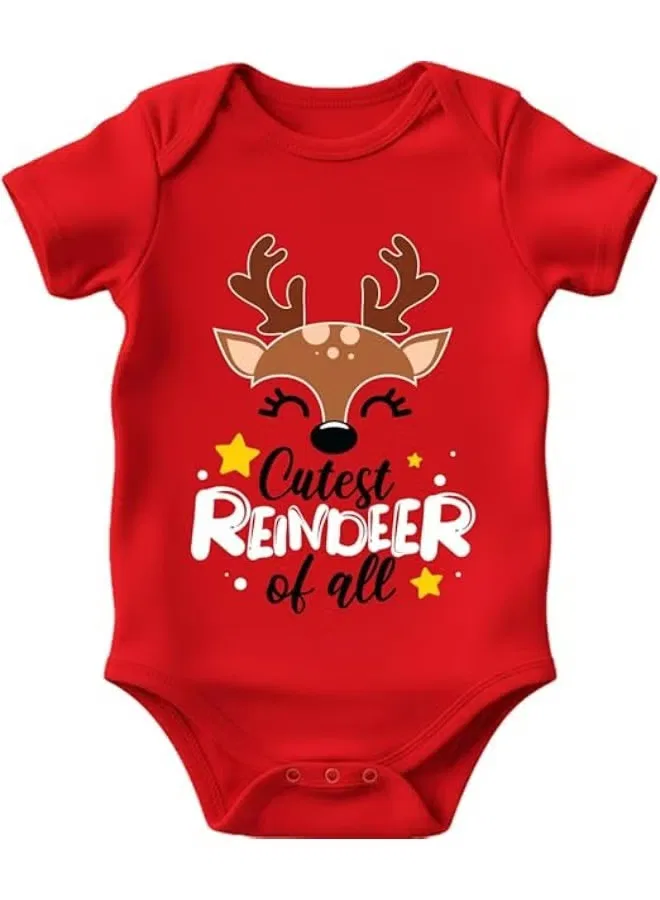 Боди-комбинезон с новогодним принтом Cutest Reindeer of All Sitara Fashions, красный — фото 3