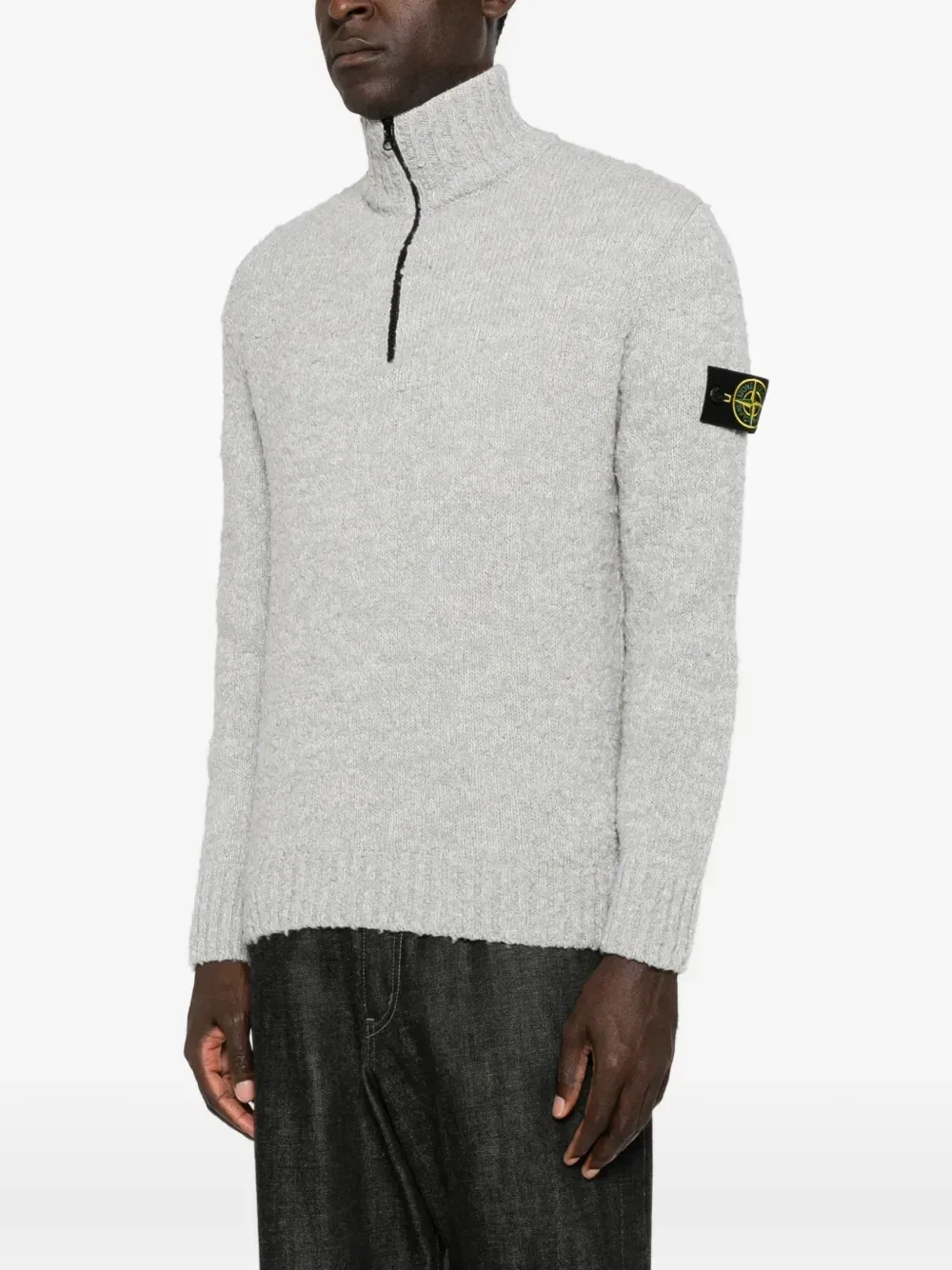Свитер на молнии до середины груди Stone Island, серый — фото 3