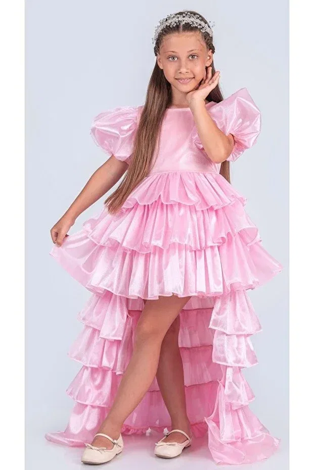 Детское платье для девочек с коротким рукавом Mnk Baby&Kids, Pink — фото 3