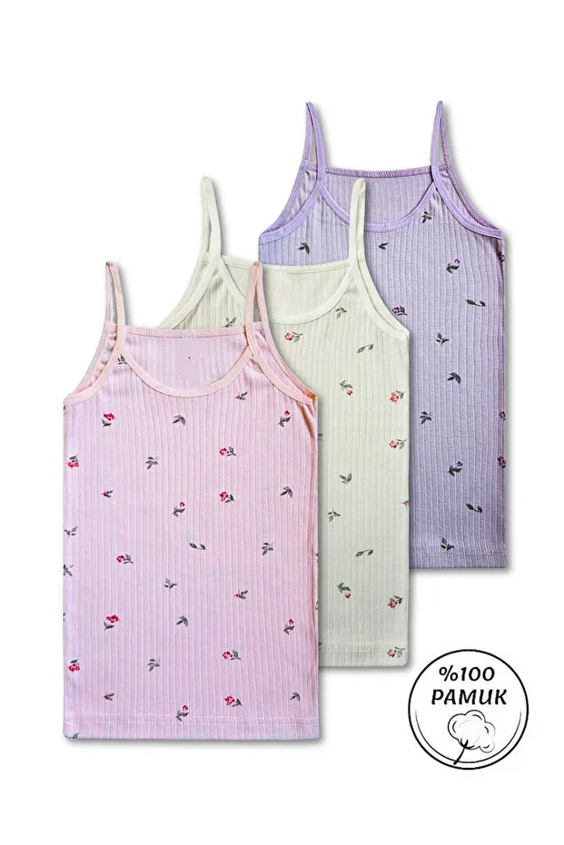 Детский комплект маек и трусов для девочек хлопковый Panfilia, Lilac-Cream — фото 4