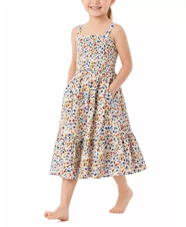 Детское платье для девочек с принтом Lila Dress Printed Tiered Smocked Dress Change Of Scenery, Wildflower Fields — фото 2