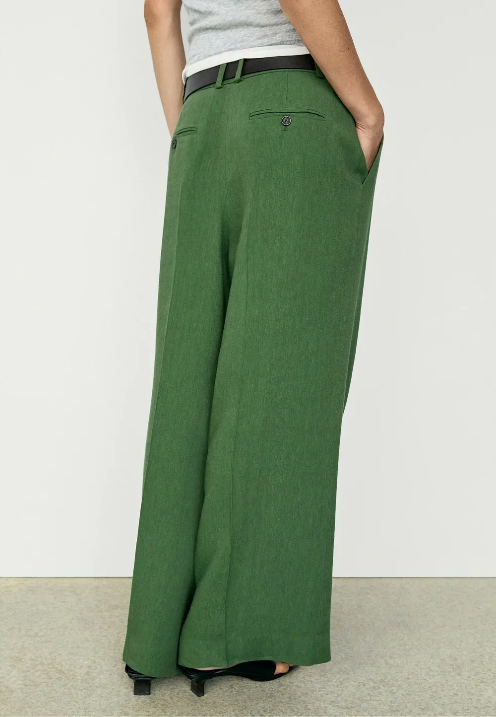 Брюки свободного кроя, создающие цельный образ Massimo Dutti, Dark Green — фото 3