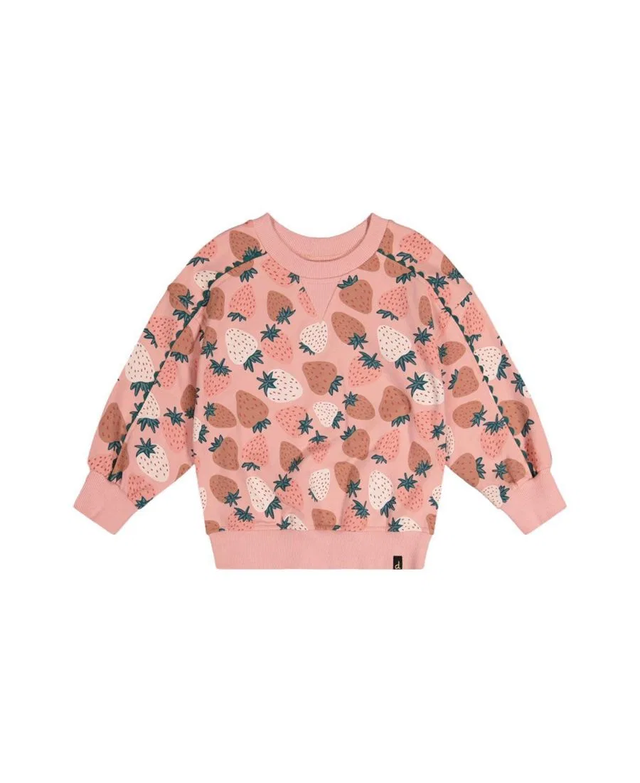 Свитшот с принтом клубники Frosted Strawberry Deux par Deux, Pink Strawberry Print