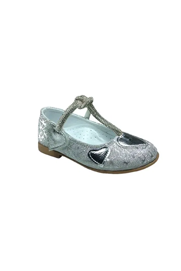 Детские балетки для девочек с камнем Ortopedikal, Silver