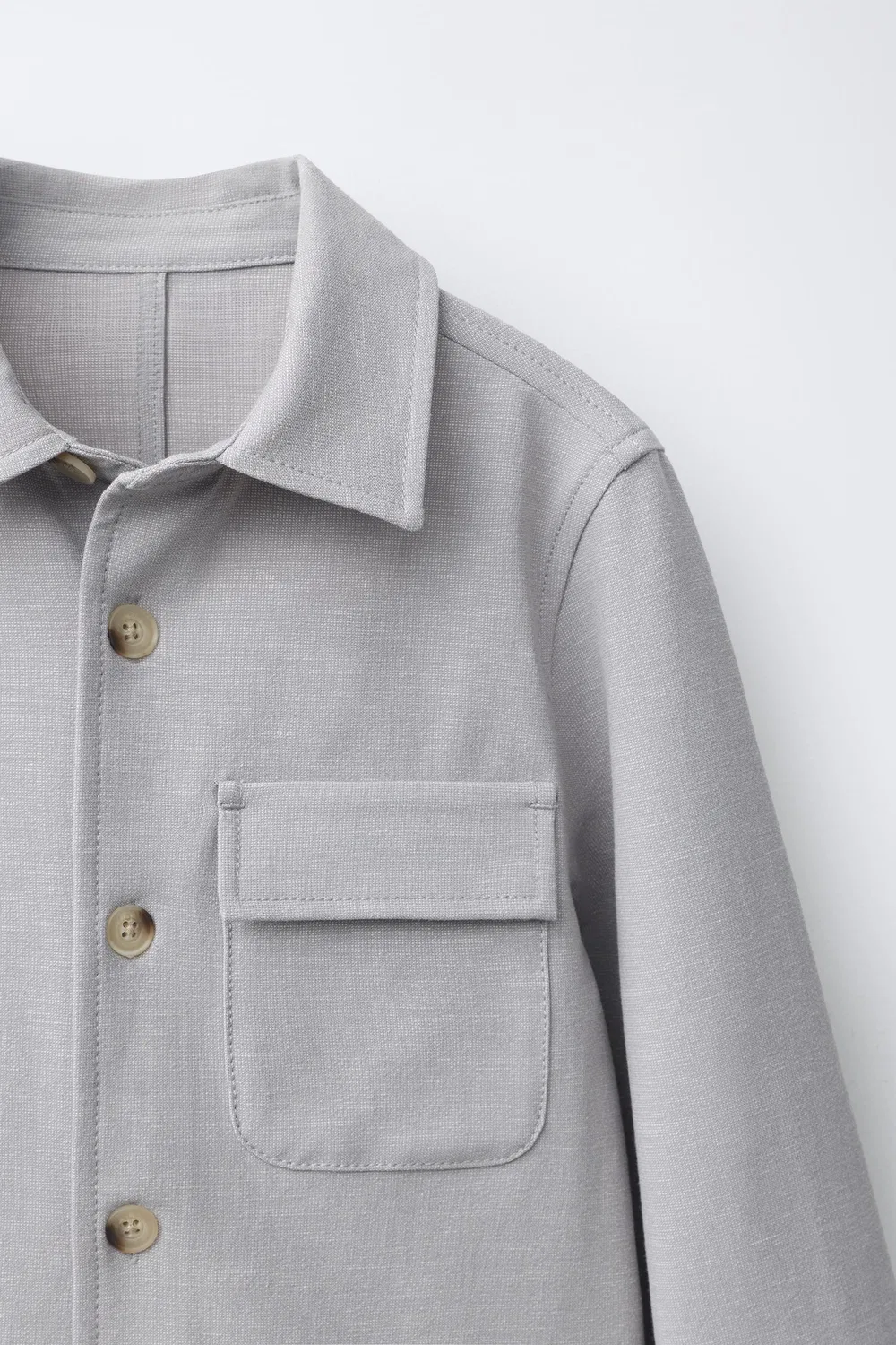 Рубашка-куртка с карманом ZARA, Pearl grey — фото 3