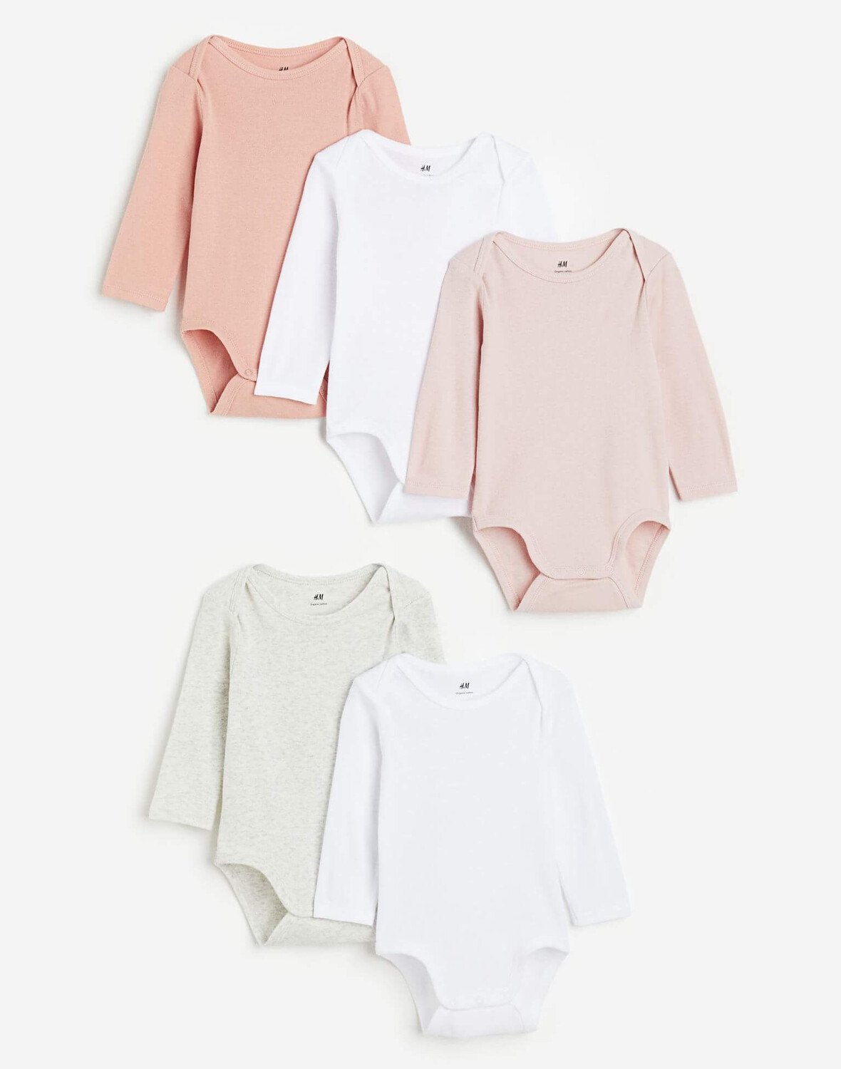 

Комплект боди H&M, 5 шт, светло-розовый/белый/светло-серый