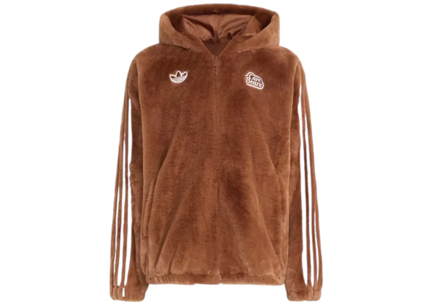 Мужской демисезонный пуховик с искусственным мехом Care Bears Fur Jacket Adidas, цвет Preloved Brown