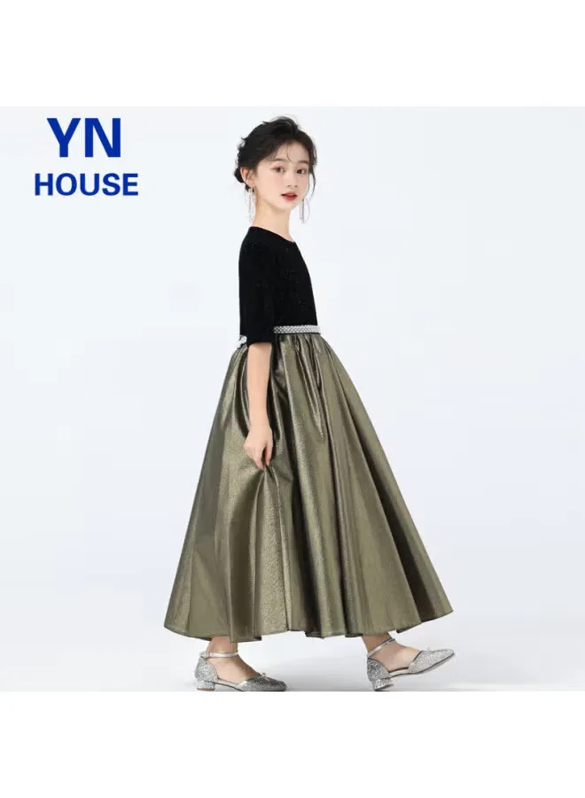 Платье длинное с цветочным оформлением Yinuofang