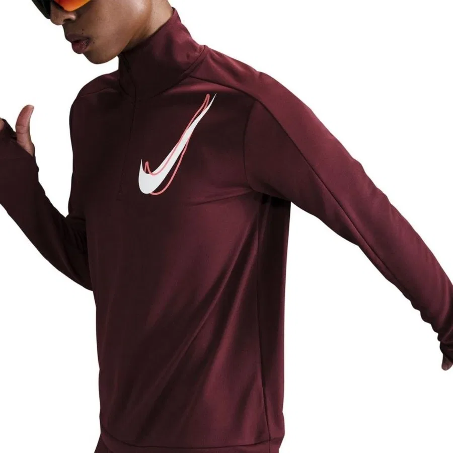 Спортивная кофта с принтом Swoosh Dri-Fit Nike, Бордовый — фото 4
