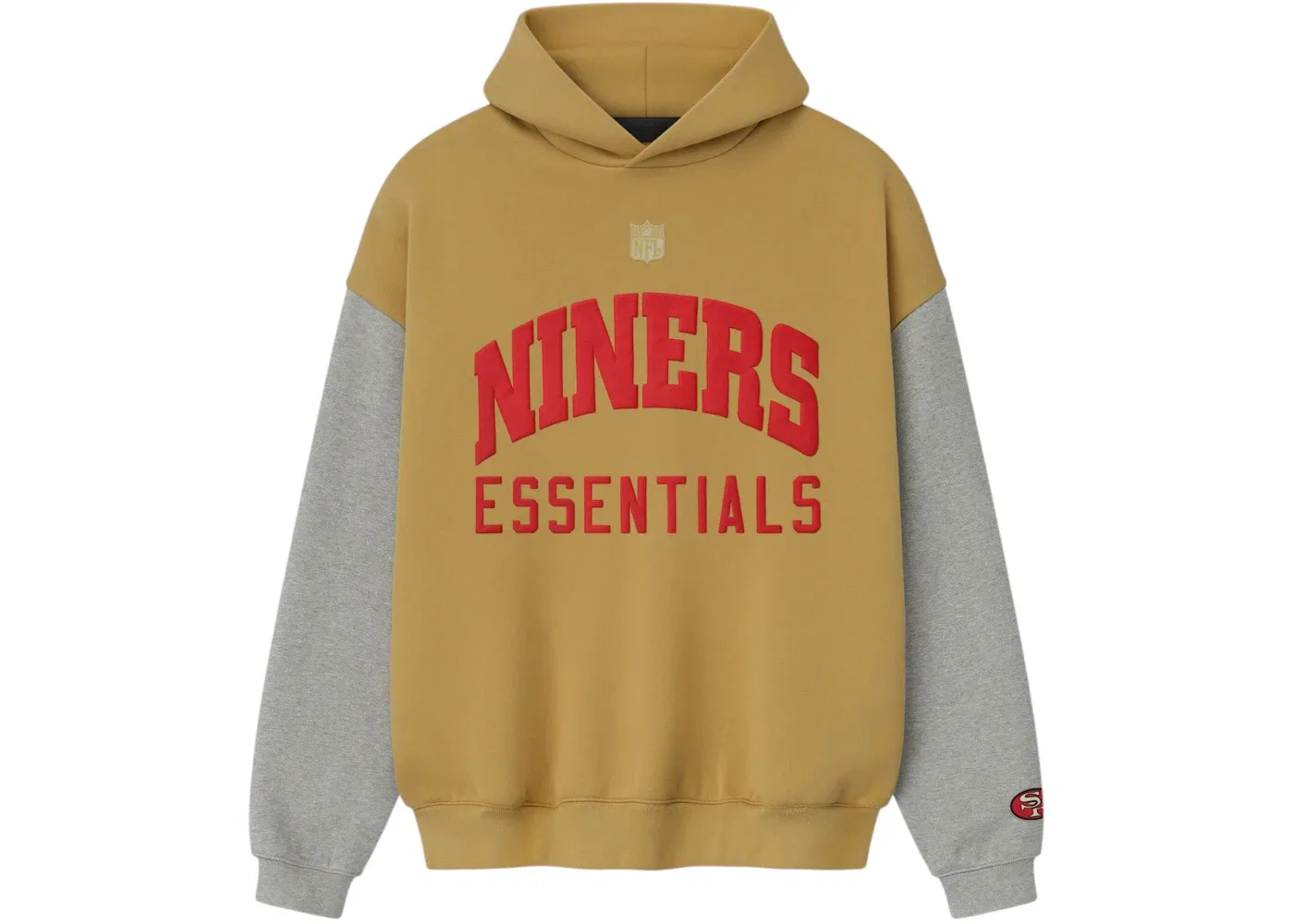 Мужской худи с длинным рукавом Fear of God Essentials Forty Niners Sport Hoodie, Prairie Sand/Concrete Heather