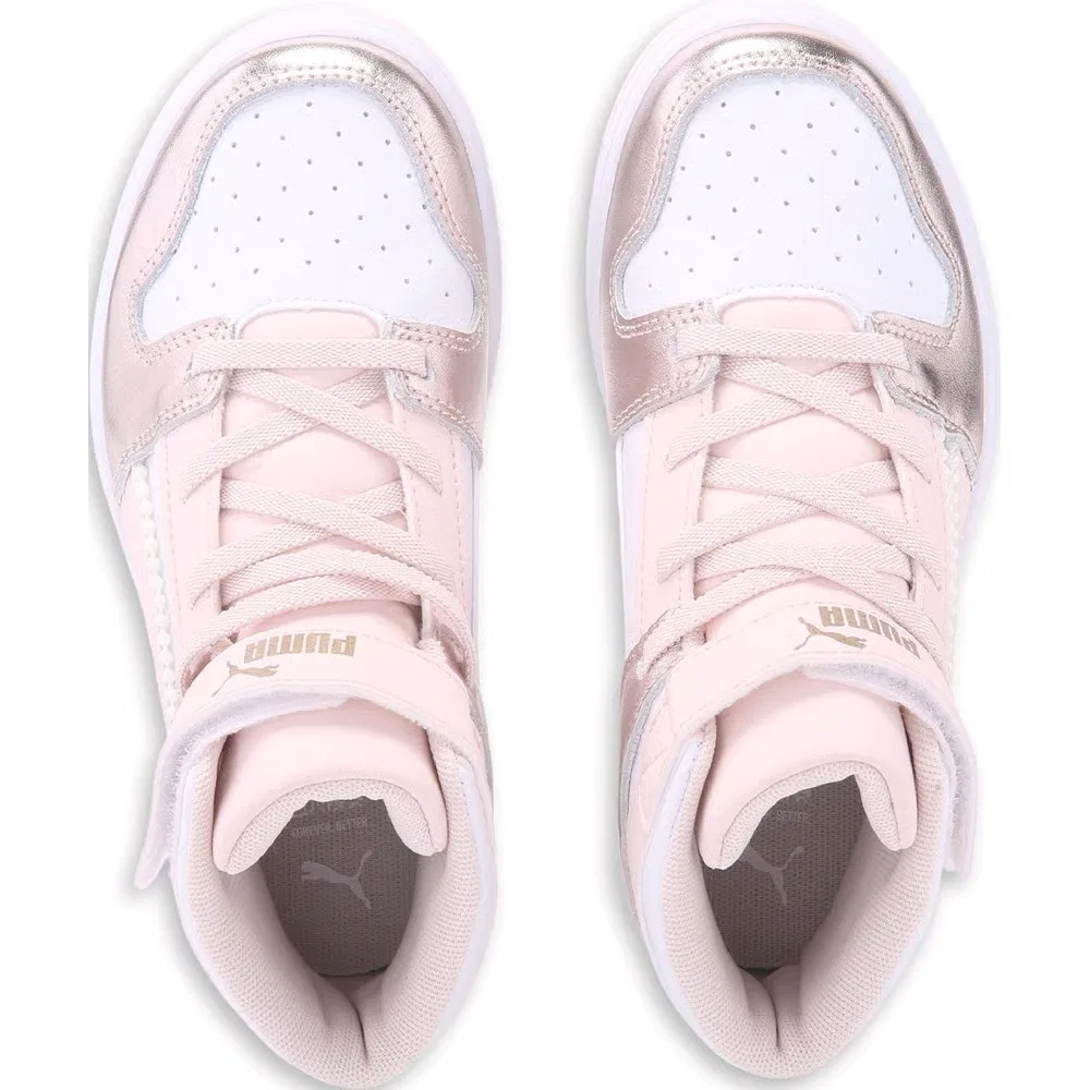 Детские высокие кроссовки Puma, White/Pink/Gold — фото 4