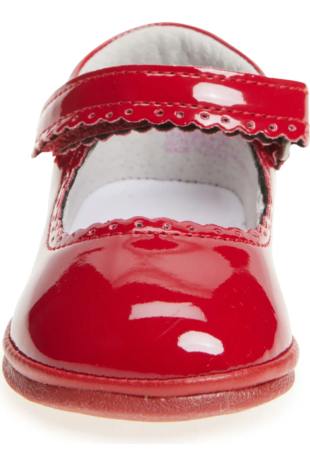 Детские туфли лодочки с перфорацией Cara Scallop Mary Jane Flat L'AMOUR, Patent Red — фото 4