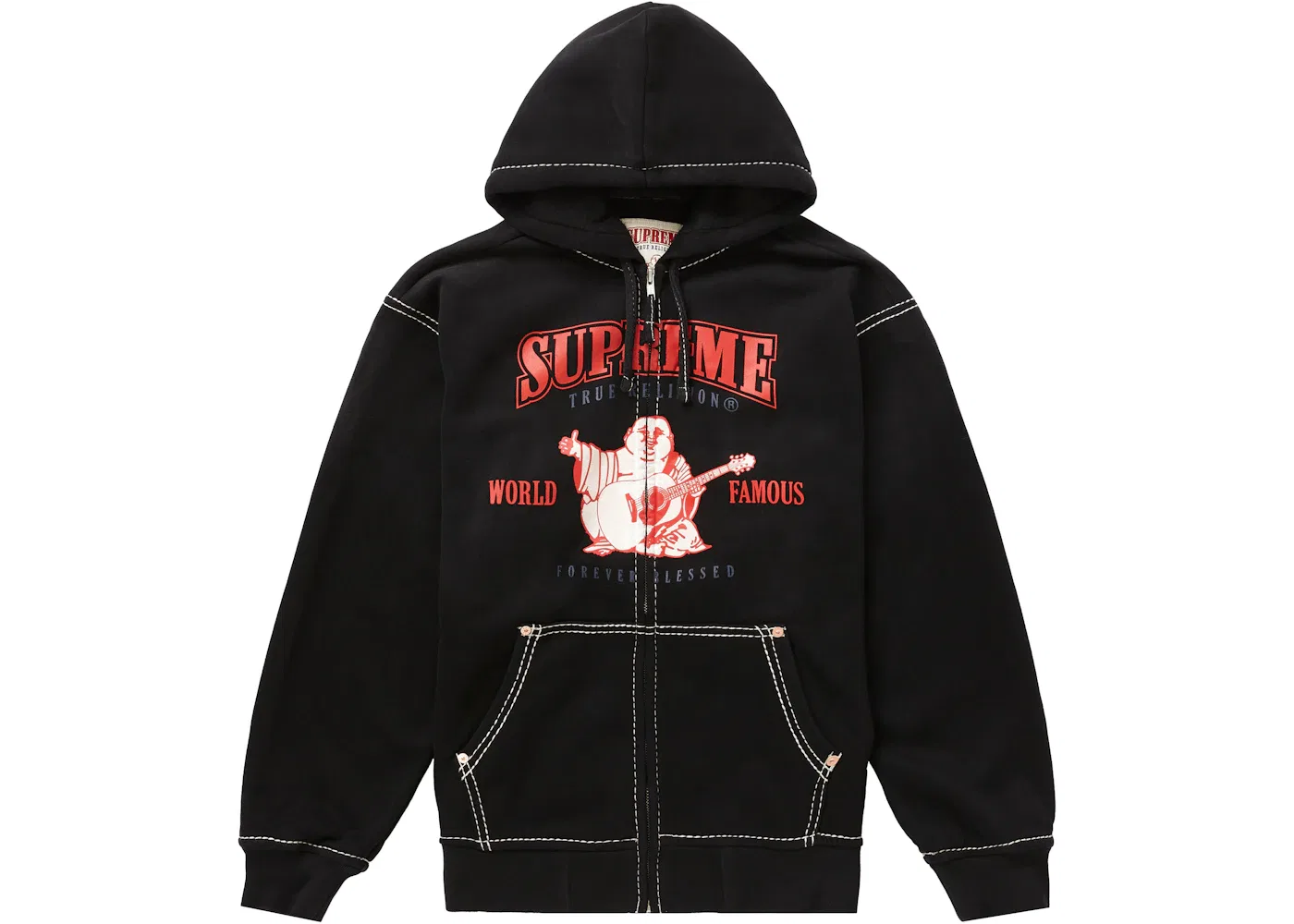 Мужская худи на молнии с принтом Sweatshirt Supreme, Black