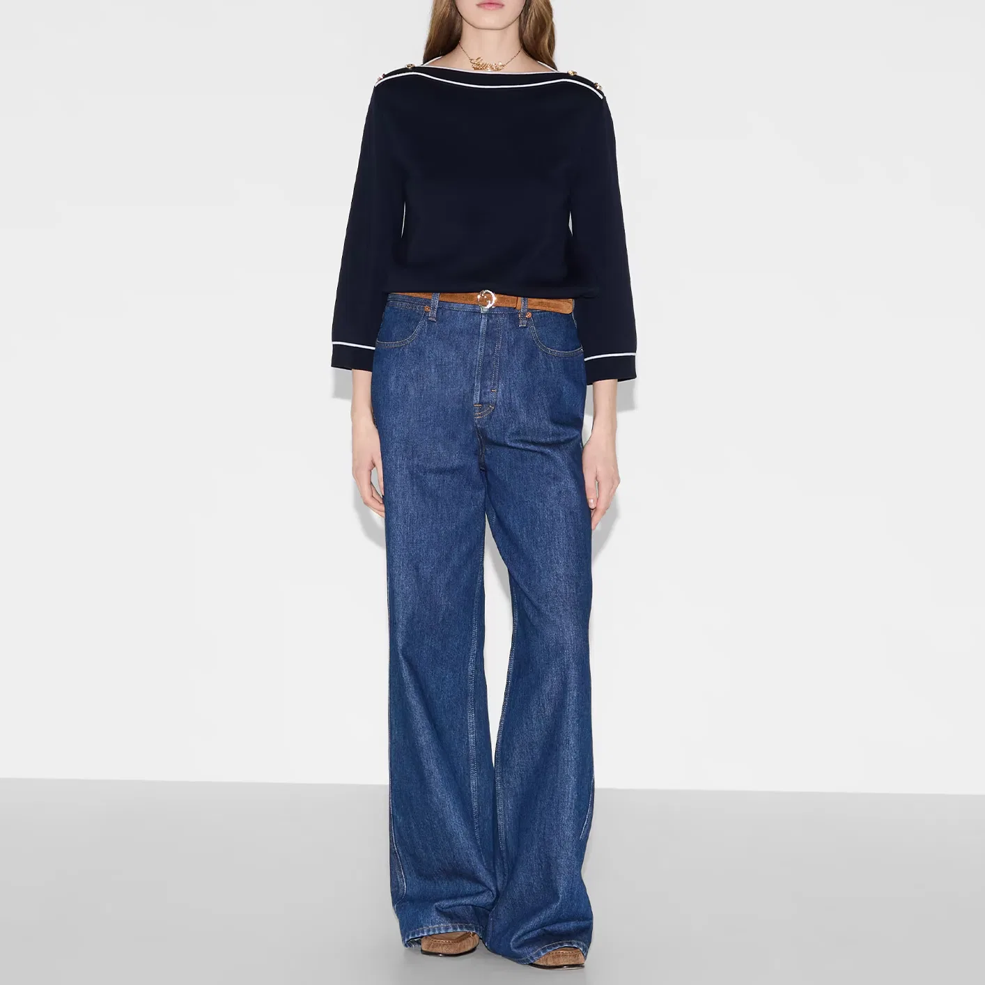 Женский свитер с мелкой вязкой Fine Knit Top GUCCI, Blue — фото 3
