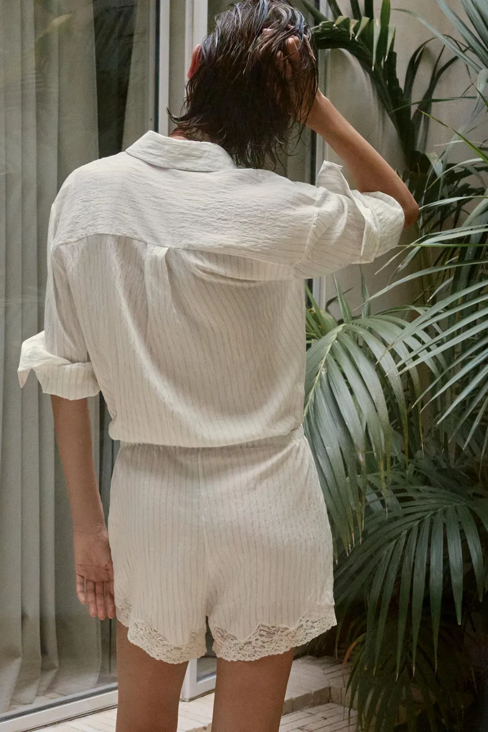 Комбинезон с полосатой кружевной рубашкой и принтом ZARA, Stripes — фото 3