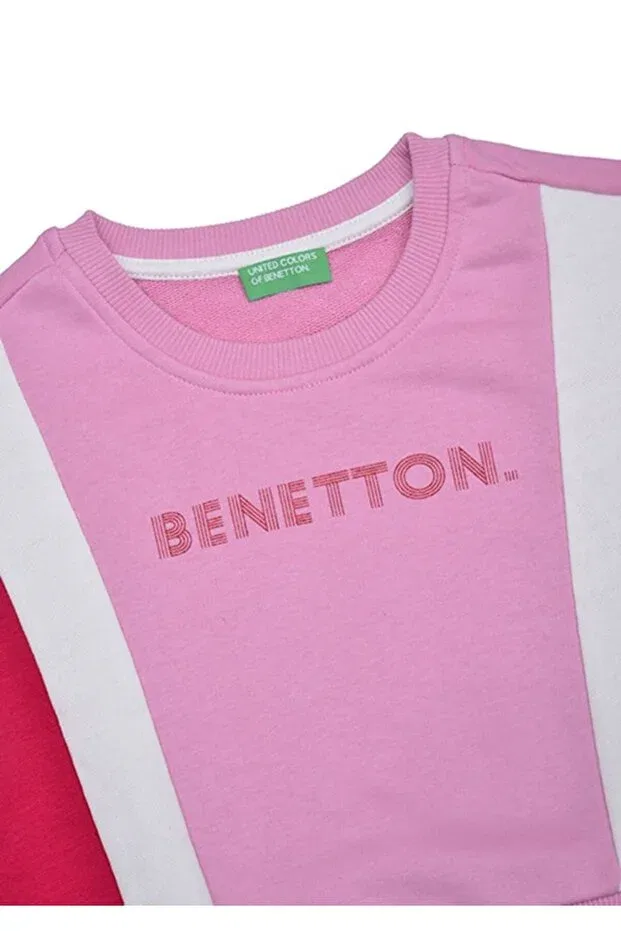 Детские свитшот для девочек цветочный принт Benetton, Pink — фото 3