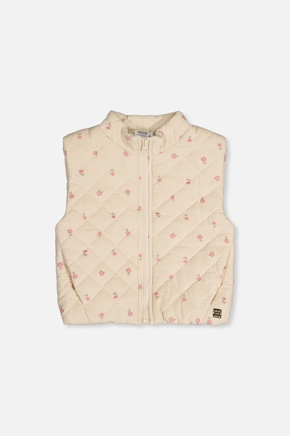 Детский стеганый жилет из вельвета с цветочным принтом Corduroy Puffy Vest Deux par Deux, Beige Floral Print