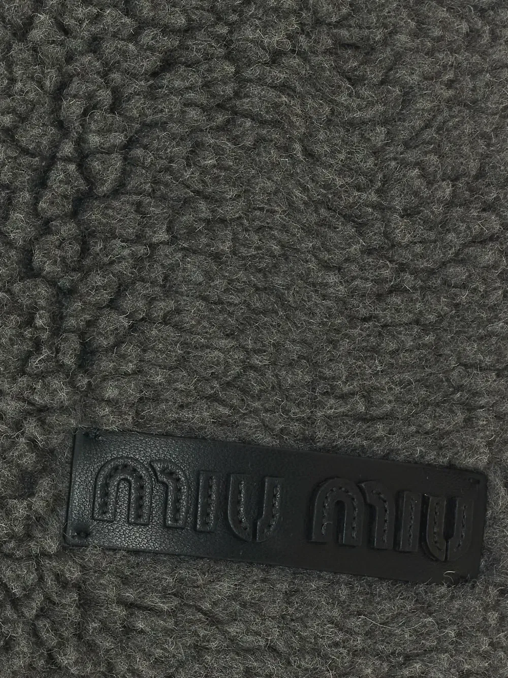 Мини-юбка с логотипом и текстурой Тедди MIU MIU, серый — фото 3