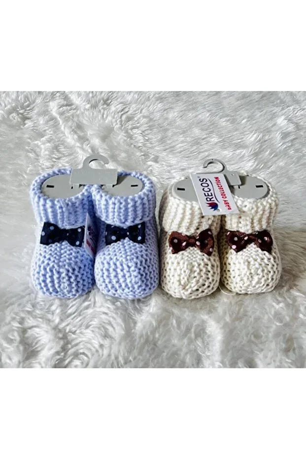 Детские пинетки из трикотажа Anne Dokunuşu Gibi Kuzum Bebe, Blue-Cream