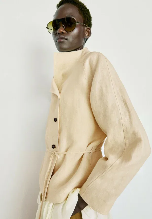 Пиджак льняной Blazer Massimo Dutti, Light Yellow, светло-желтый — фото 2