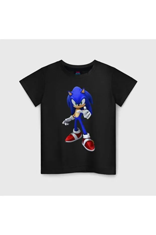 Детская футболка с принтом Hedgehog Sonic 44 Kids Daxia, Black