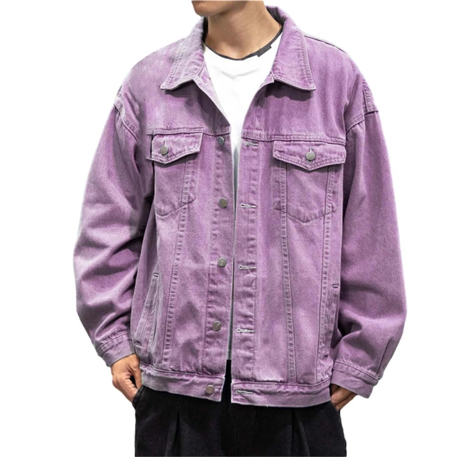 Мужская джинсовая куртка с длинным рукавом, Purple
