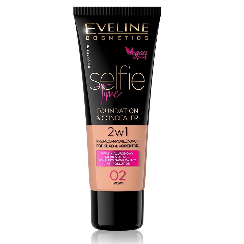 

Тональный крем и консилер 2в1 Eveline Cosmetics Selfie Time, 02 ivory